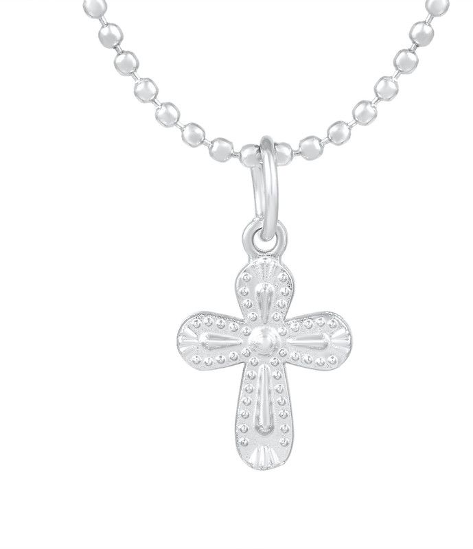 Small Cross Necklace for Unisex Textured Stainless Steel Jesus Christ Pendant Silver Stainless Steel Pendant