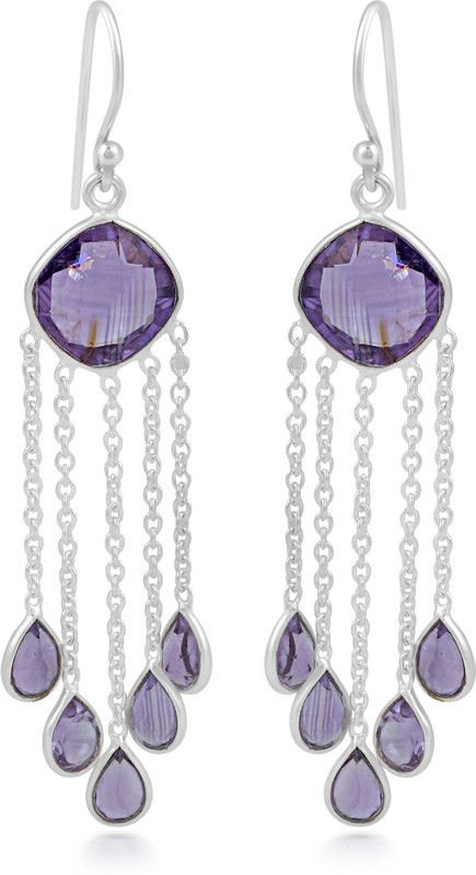 Amethyst Gemstone 925 Sterling Silver Drop Dangle Earring Jewelry Amethyst Sterling Silver Drops & Danglers