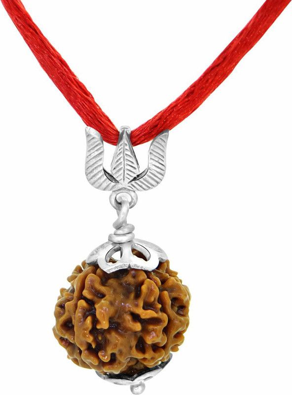 Certified Natural Six Mukhi (6 face) Rudraksha With Lab Tested Certificate 925 Sterling Silver Wood Pendant