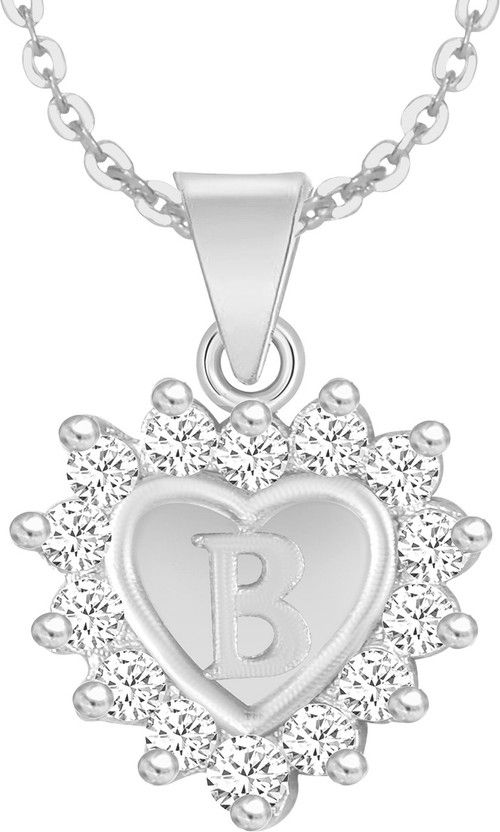 Beautiful Diamond Letter "B" Love Heart Beat Shape Daily wear Golden Chain… Gold-plated Cubic Zirconia Brass Pendant