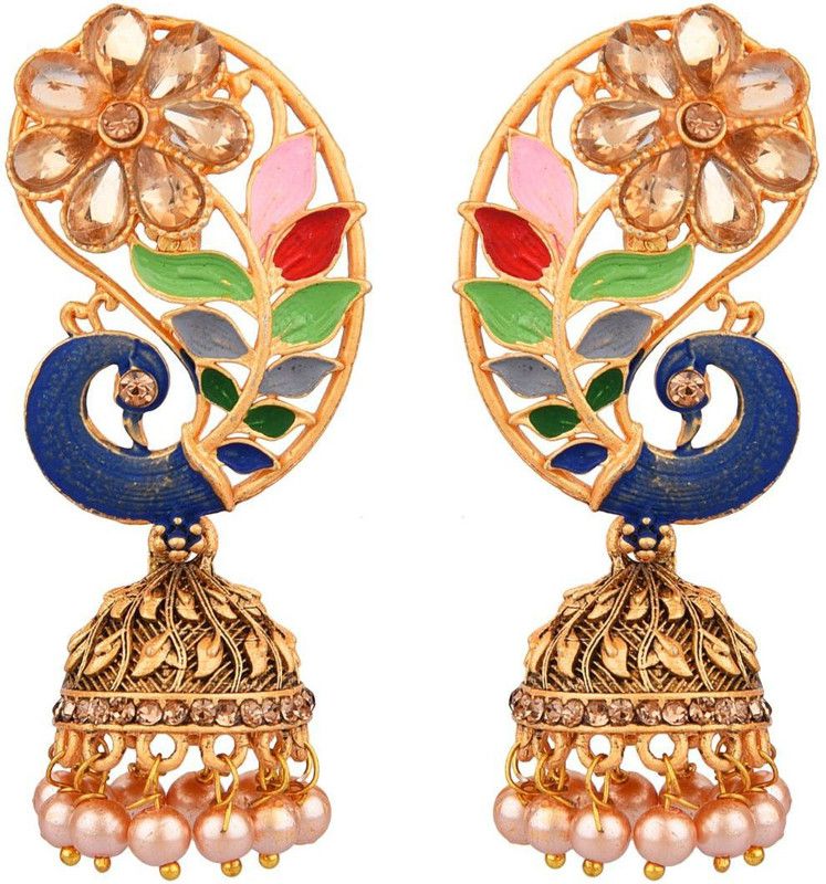 Traditional Jhumki Crystal, Beads Alloy Jhumki Earring