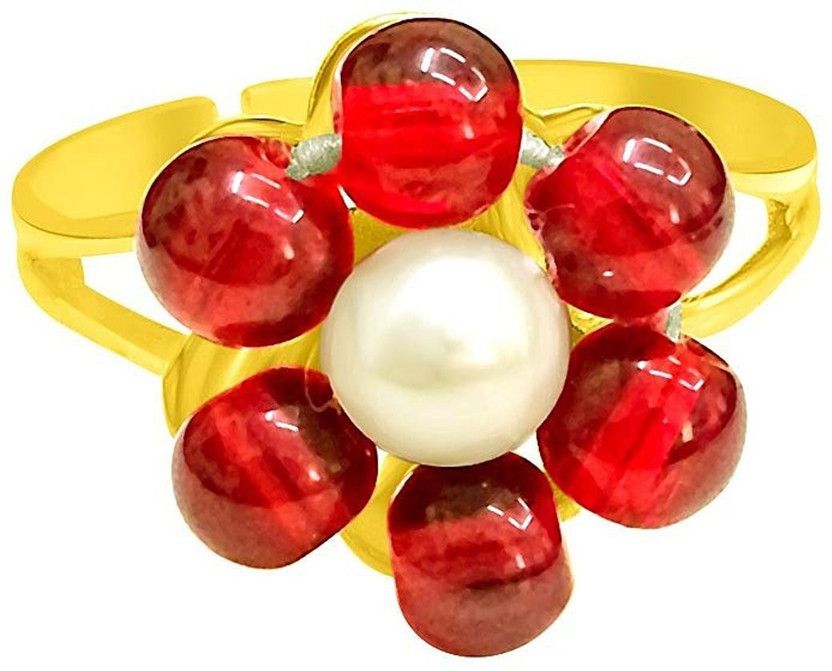 Red Trap Metal Pearl Ring