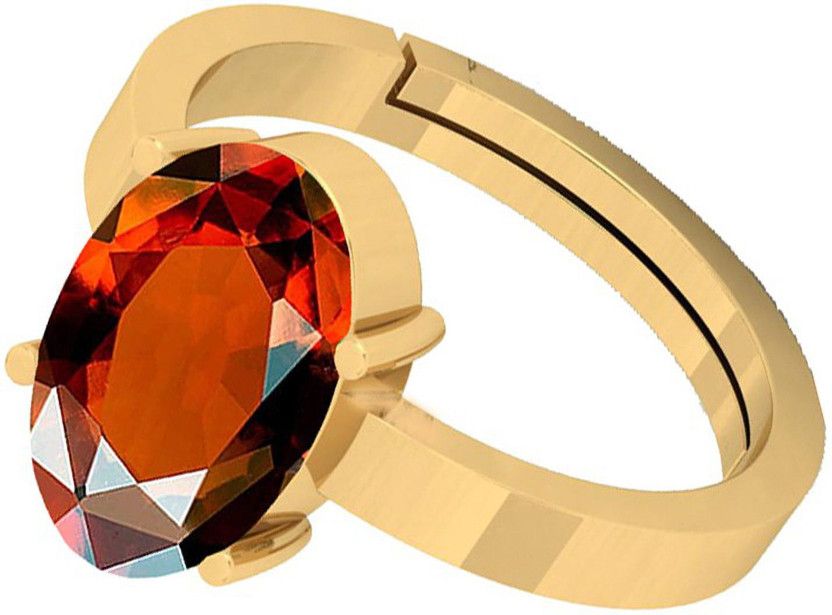 4.25 - 4.50 Ratti Natural Hessonite Gomed Stone Panchdhatu Ring Brass Garnet Rhodium Plated Ring