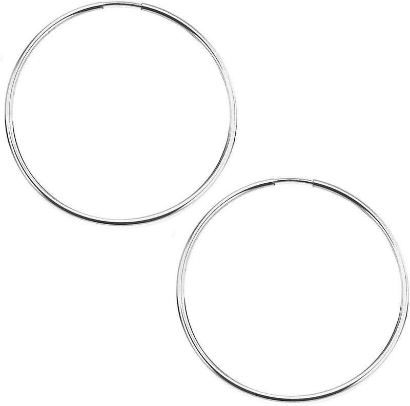 Stylish 55 mm Evergreen Endless Hallmark Pure 92.5 Sterling Silver Hoop Earring
