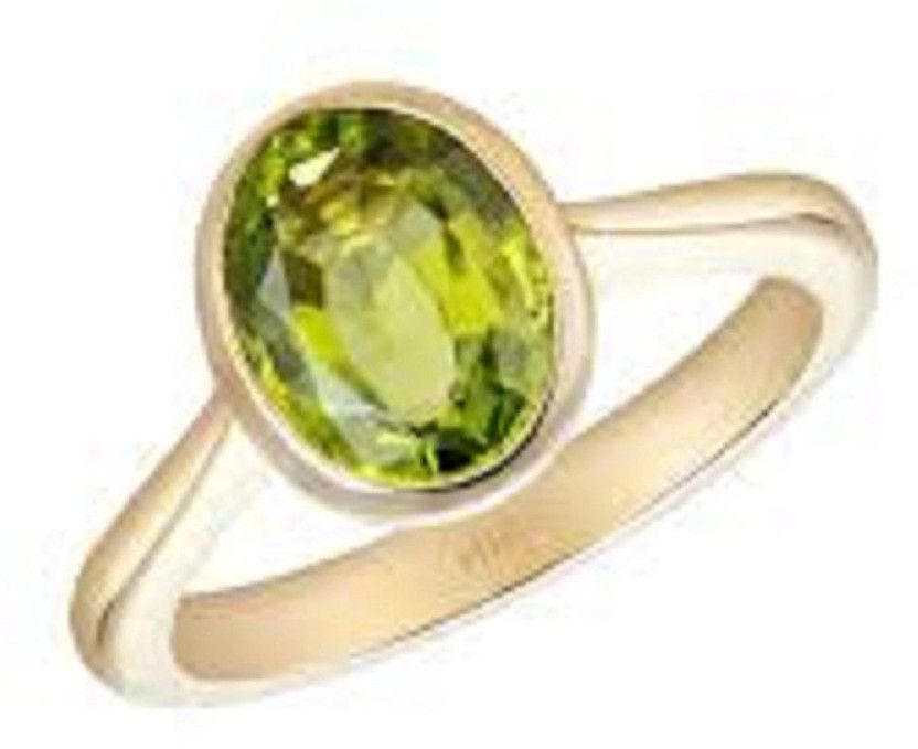 Kundli Gems Sterling Gold Peridot Gemstone Ring for Women Copper Peridot Gold Plated Ring