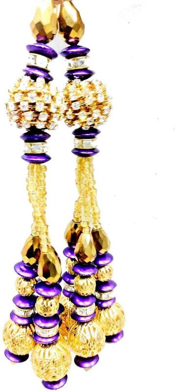 Kavmart Stylish Women's Handmade Ethnic Work Hanging Latkan with velvet Beaded and stone ball for women Blouse,Dress,Lehnga(pack of 10 pcs)(Purple) Brooch  (Purple)