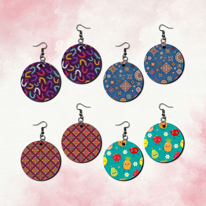 Combo of 4 Pair Handmade Drop Dangle Earrings for all age Girls and Womens Wood Drops & Danglers