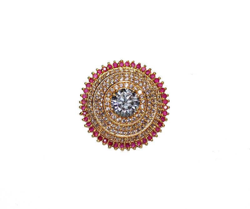 Bhanu Gems Brass Gold Color imitation stone Ring Size Adjustable… Brass Zircon Rhodium Plated Ring