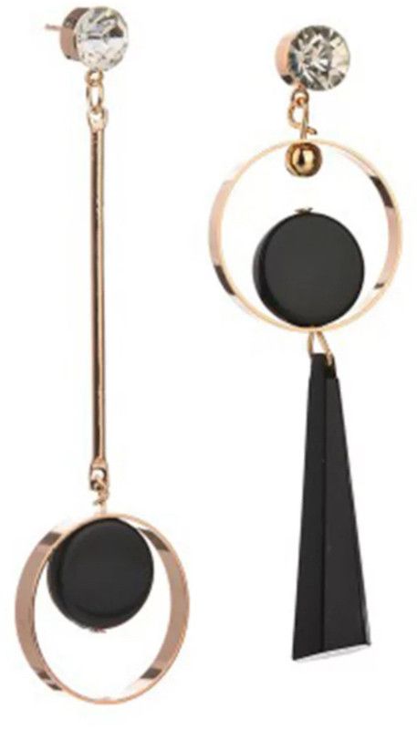 Korean Fashion Geometric Rhinestone Circle Dangle Earrings Copper Stud Earring
