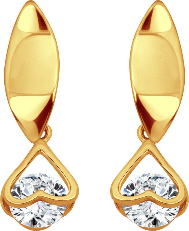 Youthful Solitaire CZ Gold Plated earring for Girls and Women Cubic Zirconia Alloy Drops & Danglers
