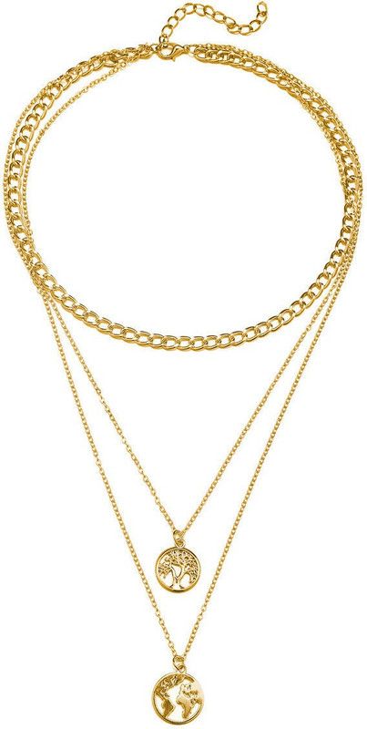 Gorgeous Gold Plated Triple Layered Tree and Earth Pendant Necklace Gold-plated Plated Alloy Layered