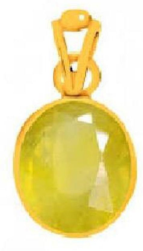 Yellow sapphire pukhraj gemstone pendant for astrological benefits Sapphire Brass Pendant
