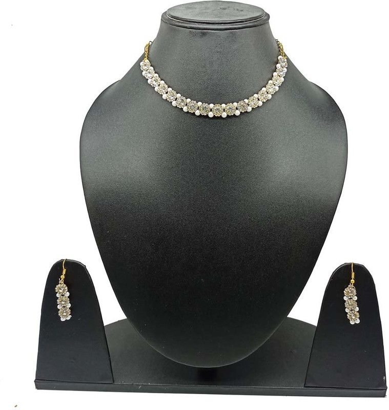 Metal, Stone Silver, White Jewel Set  (Pack of 1)