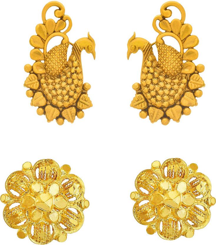 FFC Peacock Designer Stud Earrings (pack of 2) Copper Earring Set