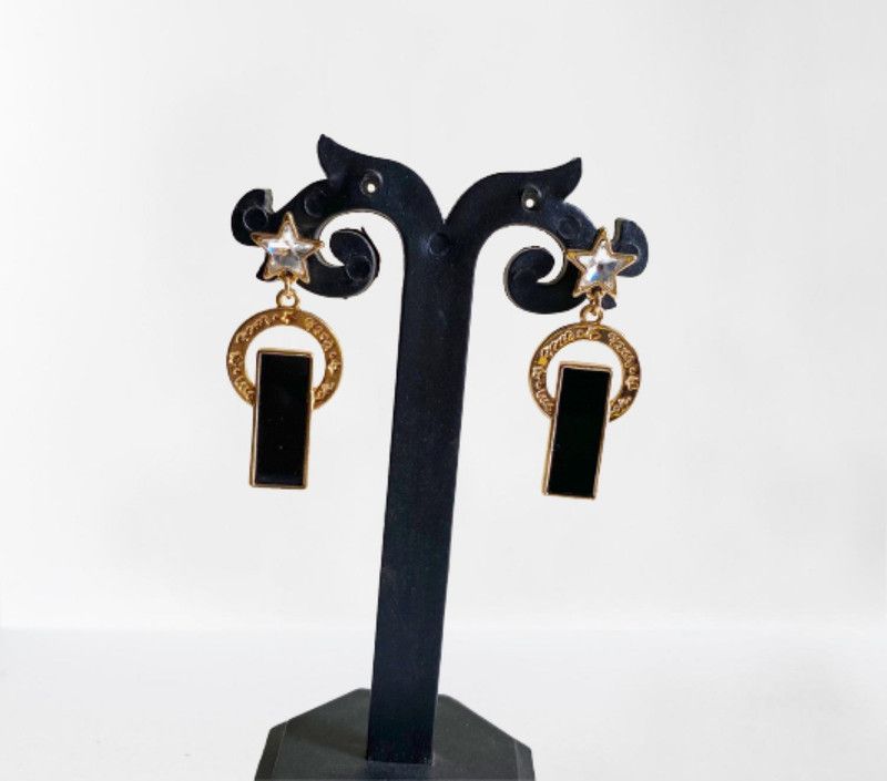 Black Geomatric Design Drop & Dangler For Women / Girls Metal Drops & Danglers