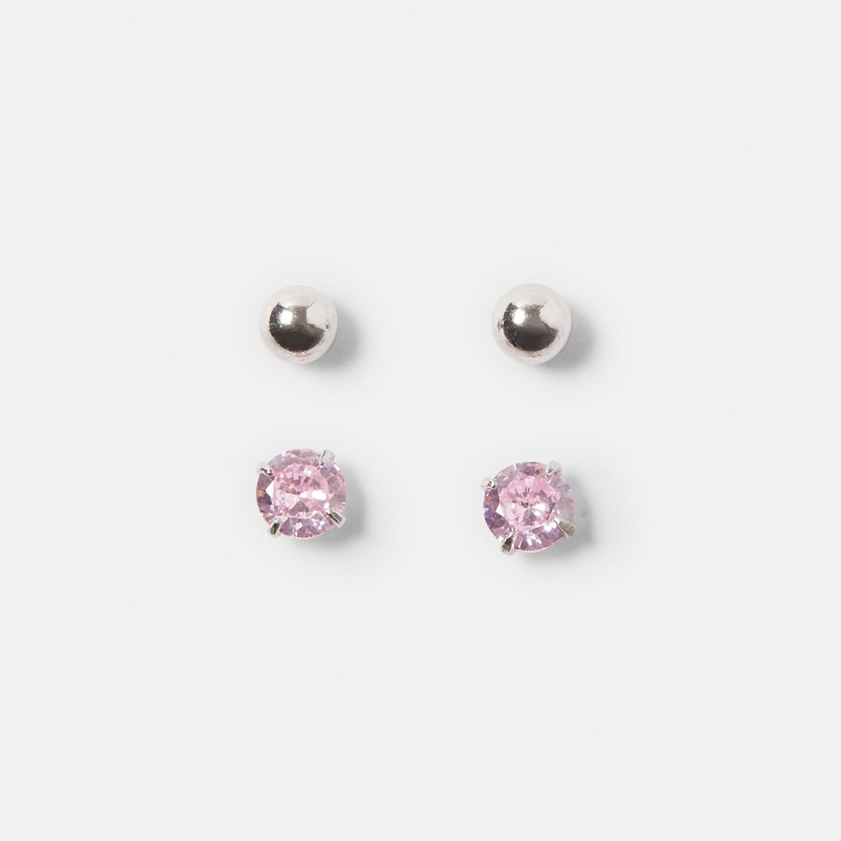 2 Pack Sterling Silver Gem Stud Earrings