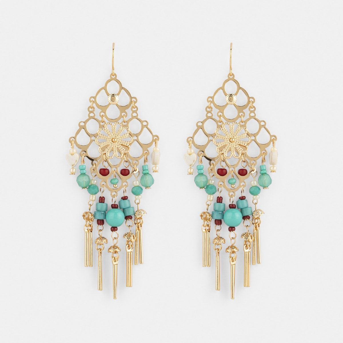 Fringe Statement Earrings - Blue and Gold Look