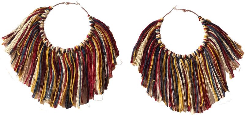 Multicolored statement hoops Metal Tassel Earring