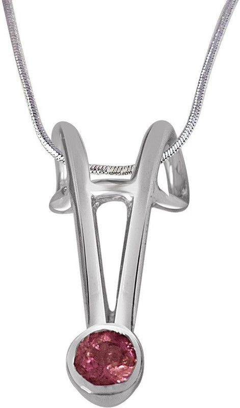 Pinky Drop - Pink Tourmaline & Sterling Silver Pendant with 18 IN Chain (SDP380) Silver Tourmaline Sterling Silver Pendant
