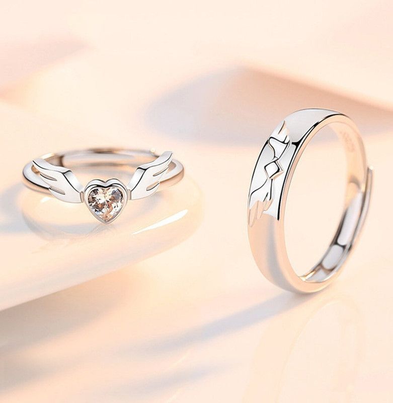 Valentine Gifts Heart Couple Ring for Girls and Boy Propose ring for lovers Brass, Stainless Steel, Copper, Metal Cubic Zirconia, Diamond, Zircon Rhodium, Silver, Titanium, Gold, Platinum Plated Ring Set