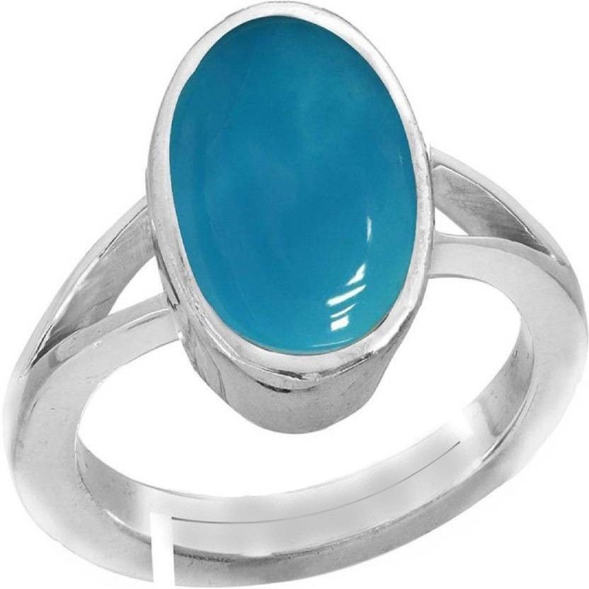 Turquoise Firoza 7.5cts or 8.25ratti Adjustable Ring For WOMEN Metal Turquoise Ring