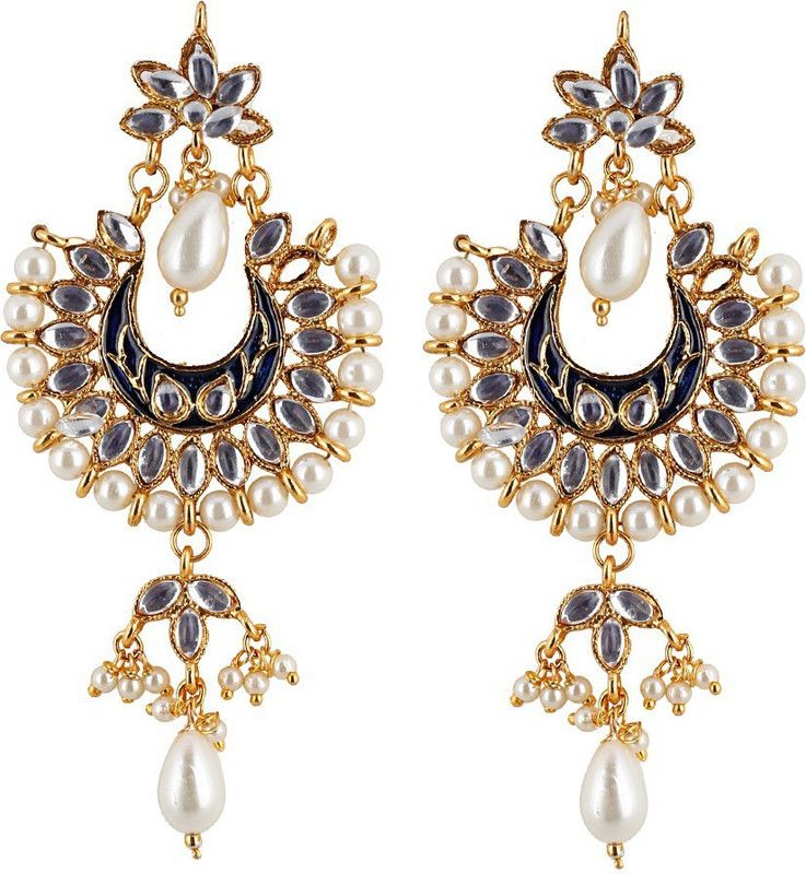 Designer Gold Plated Green Chandbali for Gilr And Women Pearl Alloy Chandbali Earring