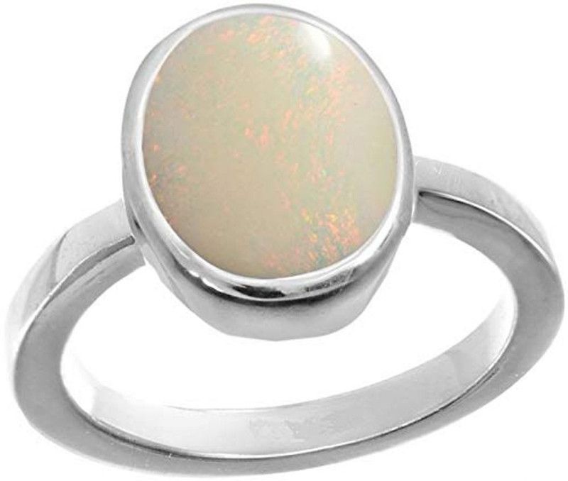 4.00 Carat White Rashi Ratan Fire Opal Loose Gemstone ring Metal Opal Silver Plated Ring
