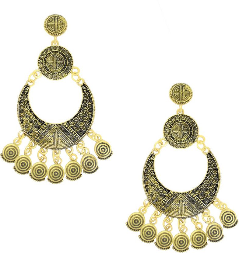 Oxidized Gold Plated Corrode Collection Earrings in Vintage Finish Alloy Earring for Girl/Women Cubic Zirconia Alloy Chandbali Earring