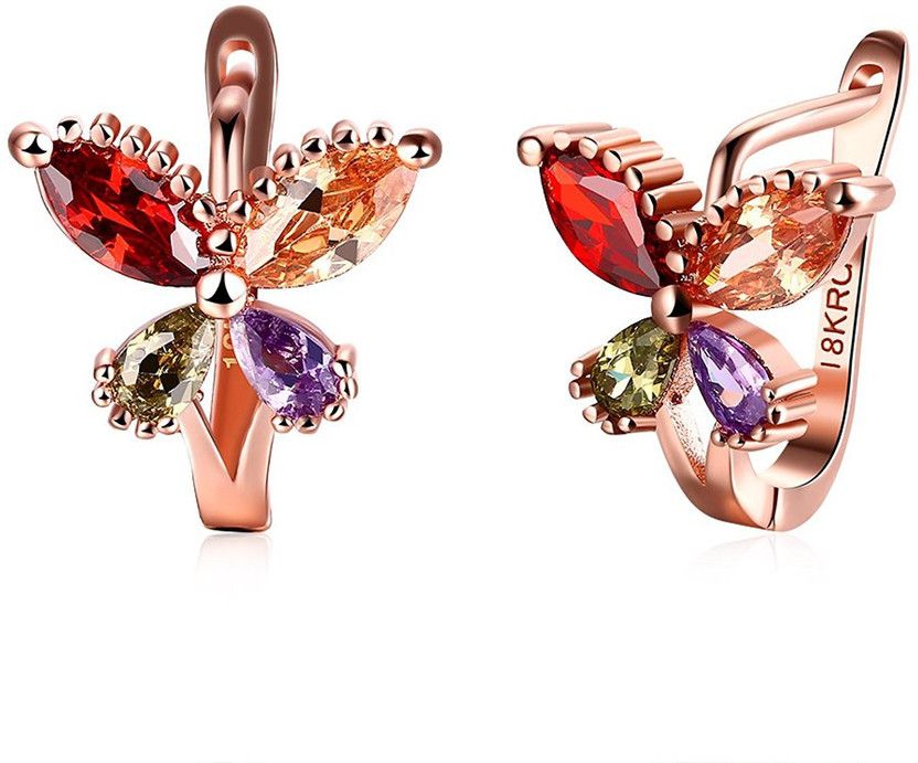 Flying Butterfly High Quality 18K Rose Gold Pated Crystal Alloy Clip-on Earring