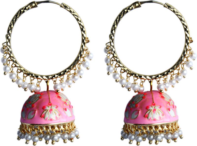 Stylish Trendy Partywear Jhumka Earring Brass Hoop Earring