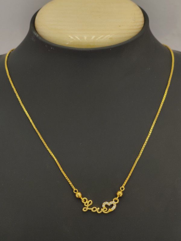 Gold Plated Amrecian Diamond Love Shap Necklaces And Chain Diamond Gold-plated Plated Alloy Chain