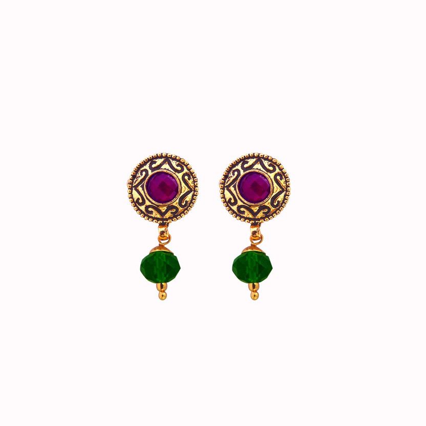 Round Crystal Alloy, Brass, Metal Drops & Danglers
