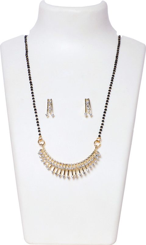 Brass Gold-plated White, Black Jewel Set  (Pack of 1)