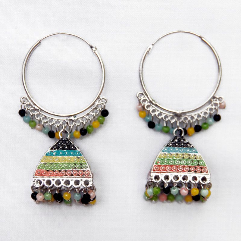 CHANDBALI Pearl Silver Chandbali Earring