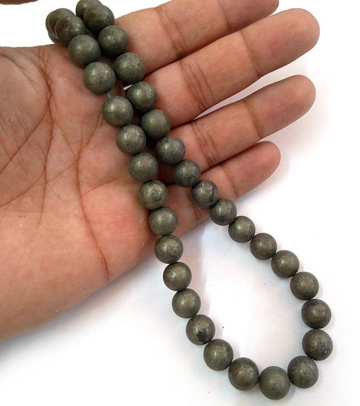 Pyrite Crystal Stone 10 mm Round Beads for for Jewellery Making Necklace Bracelet Mala Beads Crystal Crystal Necklace