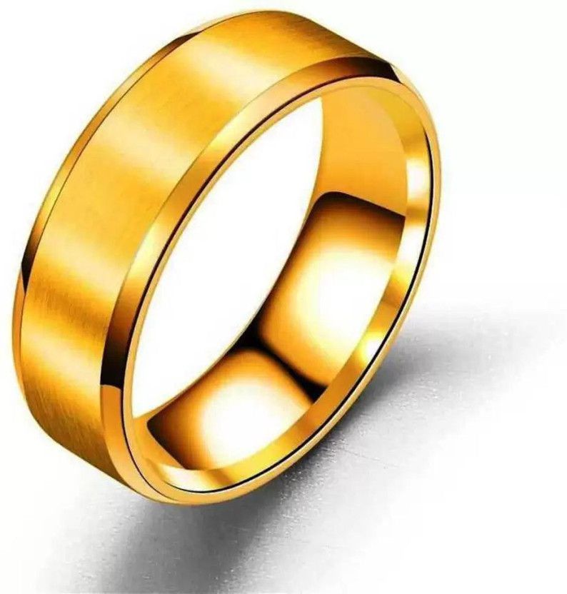 Golden Mens Boys Style Gold Finger Ring only Valentine gift Smart Fashion Stainless Steel Cubic Zirconia Titanium Plated Ring