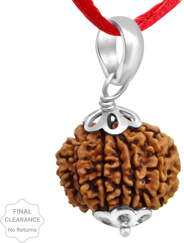 | 8 Mukhi/Faced Rudraksha Pendant, Nepal Originated, With Silver Coated Capping And GJSPC Lab Certificate | 100% Original & Natural Rudrakash | Wood Locket