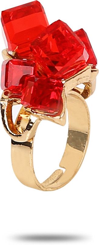 Red Crystal Contemporary Ring Alloy, Stone, Crystal Crystal Ring