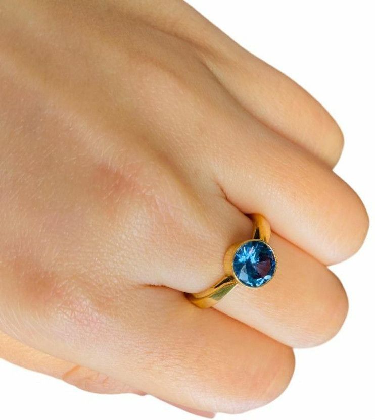Effective & Good Quality Blue Sapphire (Neelam) ADJUSTABLE Ring For Men & Women Brass Gold Plated Ring