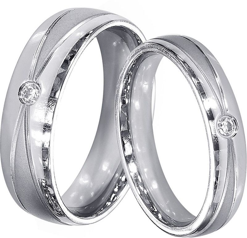 Metal Cubic Zirconia Silver Plated Ring Set