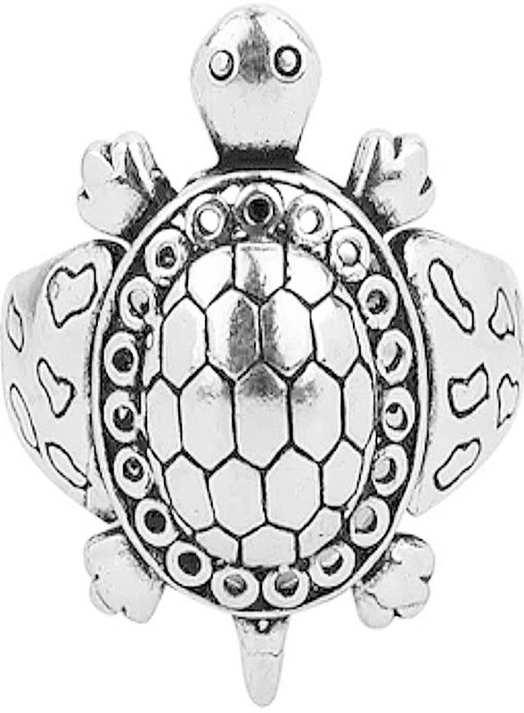 Safeena beautiful turtle designed unisex goodluck ring Steel Silver Plated Ring