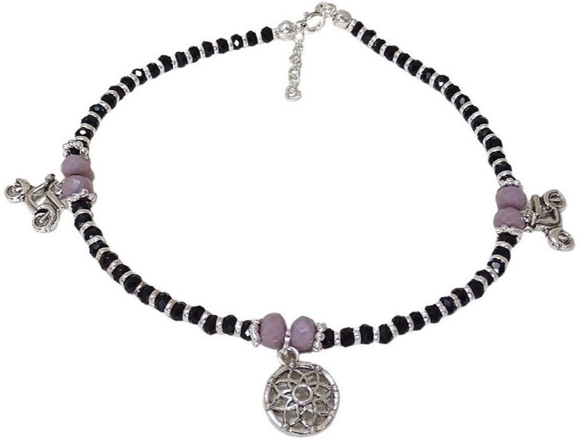 Sahiba Gems Hanging Sweet Charm Nazariya Anklet (Payal) Sterling Silver Anklet