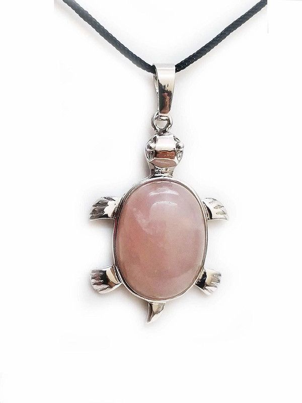 Rose Quartz Pink Tortoise Shaped Pendant for Men & Women Quartz Crystal Pendant