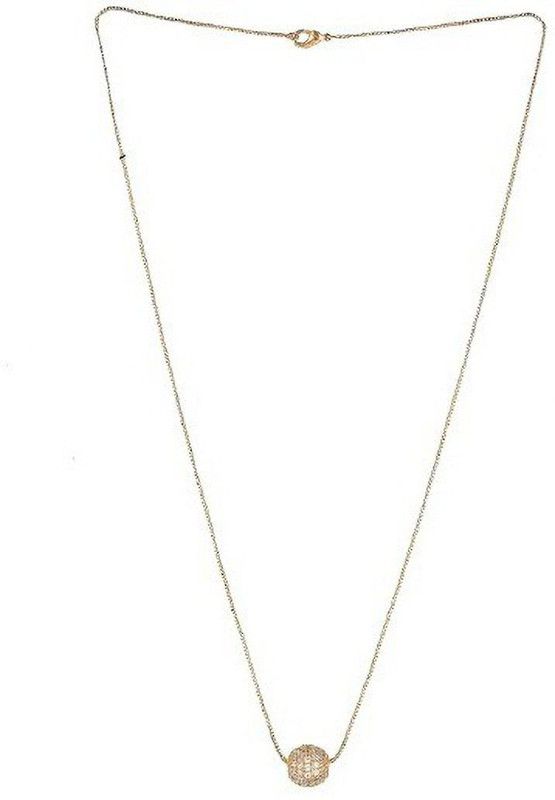 American Diamond One Gram Gold plated Round Shape Necklace Pendant Golden chain For Women and Girls Diamond Gold-plated Plated Brass, Mother of Pearl Necklace