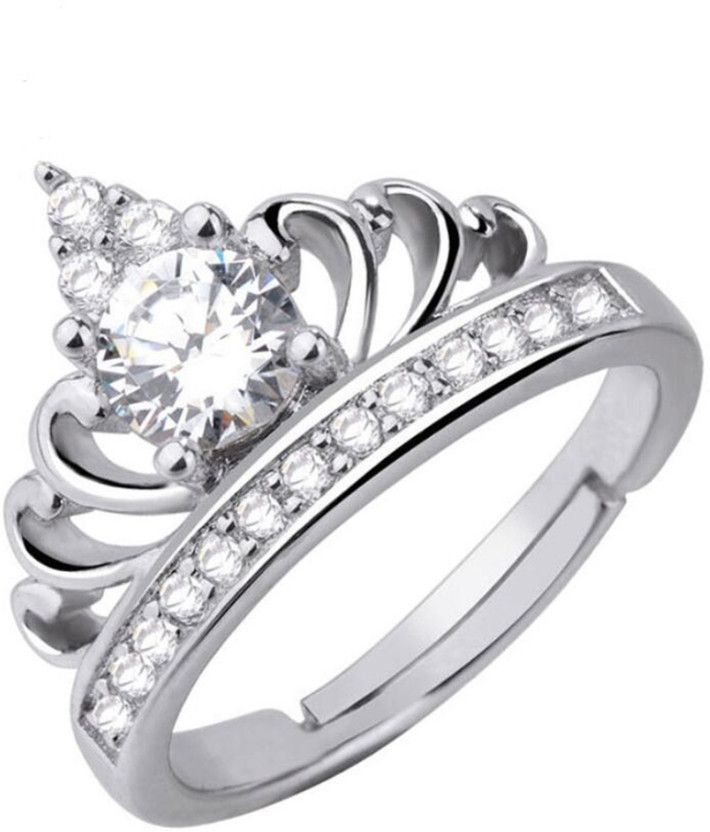 Karatcart Platinum Plated Elegant Austrian Crystal Alloy Ring
