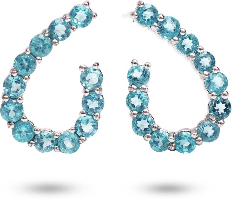 Swiss Blue Topaz Earring Push Back Earring 925 Solid Sterling Silver Designer Earring Jewelry For Her Gemstone Earring For Women's & Girls Topaz Sterling Silver, Stone Drops & Danglers