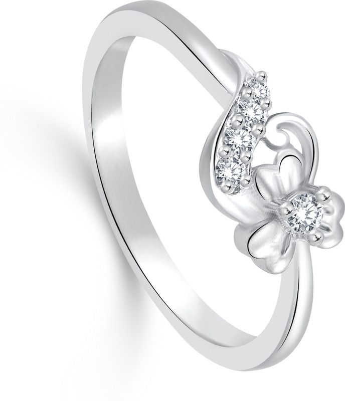 Leaf (CZ) Rhodium Plated Ring for Women Size 12 [CJ1007FRR12] Alloy Cubic Zirconia Gold Plated Ring