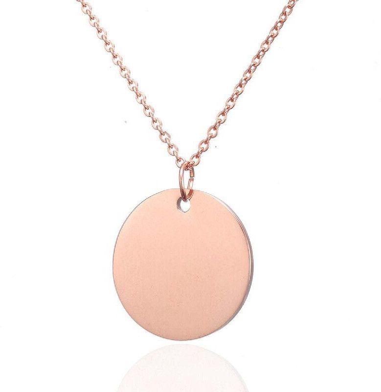 Round Dog Tag Copper Stainless Steel Pendant Set