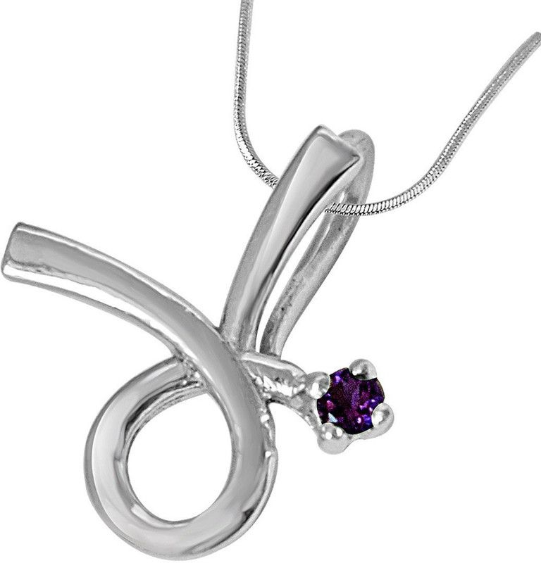 Cross Roads - Trendy Purple Amethyst & 925 Sterling Silver Pendant with 18 IN Chain (SDP437) Sterling Silver Amethyst Sterling Silver Pendant