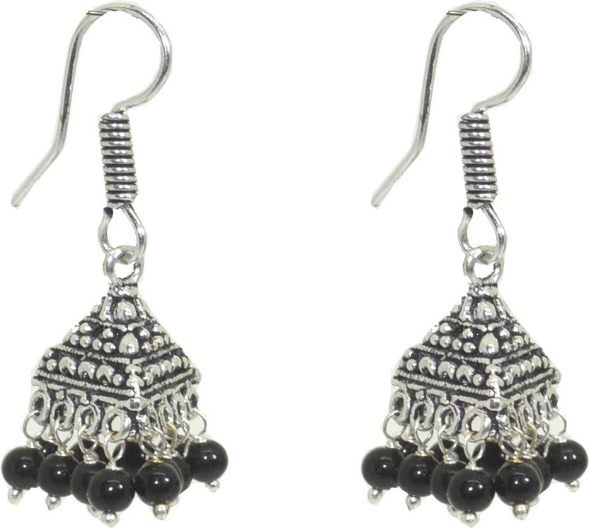 Jaipuri Oxidised German Silver Alloy Jhumki Earring